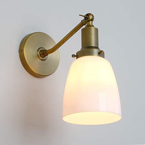 Permo Endüstriyel Vintage Eğim Direği Duvara Monte Tek Aplik 5.5 Oval Kubbe Süt Beyaz Cam Gölge Duvar Aplik ışık lamba aksesuarı