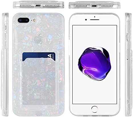 ZIYE iPhone 7 için Tasarlanmış Artı Kılıf Kart Tutucu ile Kadınlar Kızlar için iPhone 8 Artı Glitter Bling Kabuk TPU Koruyucu