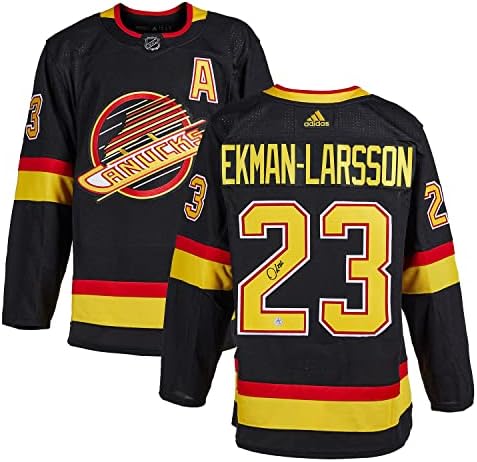 Oliver Ekman-Larsson Vancouver Canucks İmzalı Siyah Alt Adidas Forması - İmzalı NHL Formaları