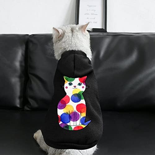Renkli Kedi evcil köpek kıyafeti Hoodies Yumuşak Kış Sıcak Yavru Kedi Kapüşonlu Sweatshirt