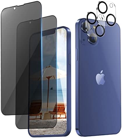 ORİbox Kılıfı iPhone 13 Kılıf ve Gizlilik Camı ile Uyumlu iPhone 13 için Ekran Koruyucu, 2 Paket Çizilmez Anty-Spy Temperli