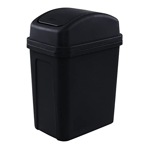 Gloreen 7 Litre Plastik Salıncak Kapaklı çöp tenekesi, Siyah Mutfak çöp tenekesi, 1 Paket