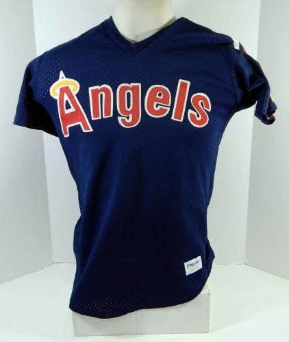 1990 California Angels 56 Oyun Kullanılmış Mavi Forma Vuruş Uygulaması ABD Yama 237-Oyun Kullanılmış MLB Formaları