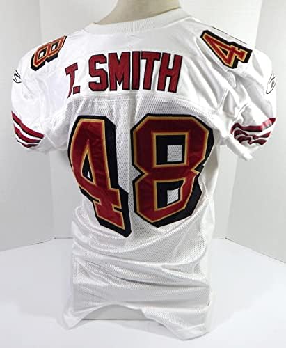 2006 San Francisco 49ers T Smith 48 Oyun Verilmiş Beyaz Forma 60 S P 48 84-İmzasız NFL Oyunu Kullanılmış Formalar