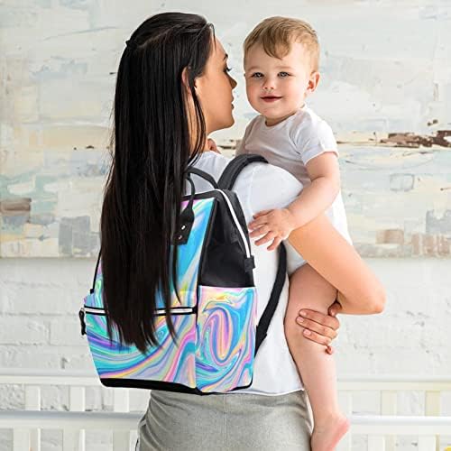 Renkli Mermer Doku bebek bezi çantası Sırt Çantası Bebek Bezi Değiştirme Çantaları Çok Fonksiyonlu Büyük Kapasiteli Seyahat