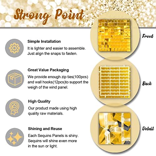 DKCPİSCO Altın Pırıltılı Duvar Zemin 30 ADET Altın Sequins Zemin Dekorasyon Panelleri, fotoğraf Arka Planında için Doğum