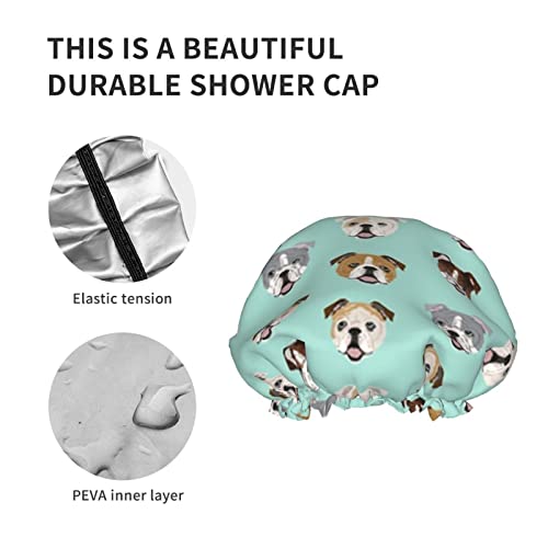 Kadınlar Kullanımlık Streç Hem Saç Şapka Aptal İngilizce Bulldog Çift Katmanlar Su Geçirmez Duş Başlığı banyo bonesi