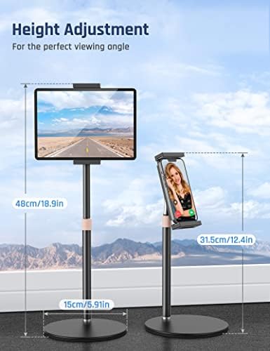 Klsnıur Tablet Standı Tutucu, Masa için Ayarlanabilir Yükseklik Tablet ve Telefon Standı, 360 ° Dönen Alüminyum Metal Tablet