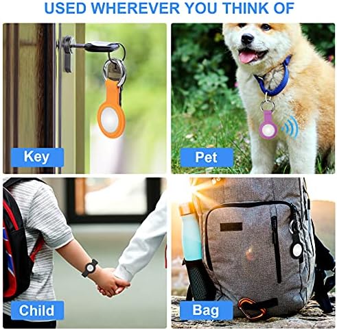 Airtag ile Uyumlu Yumuşak Silikon Kılıf, çocuklar için Rristband(2 Paket)/Anahtarlık (3 Paket), Airtag ile Uyumlu köpek tasması