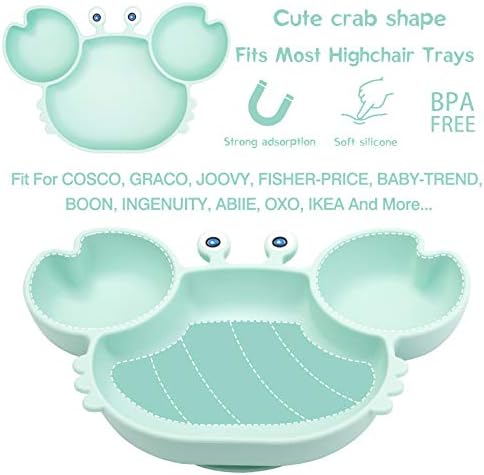 Silikon bebek besleme sofra seti, bebek emme plakası, yürümeye başlayan fincan, 2 takım çatal ve kaşık, kendi kendine besleme