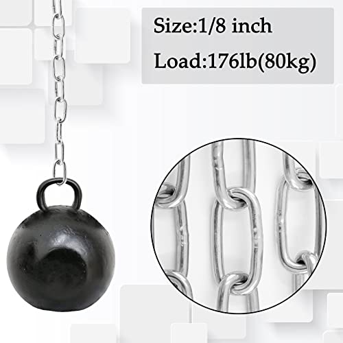 Unlorspy 1/8 İnç 304 Paslanmaz Çelik Zincir, 6.5 ft Uzunluk Metal Zincir Bağlantı Ev Geliştirme için Ağır Hizmet Zinciri,Asılı