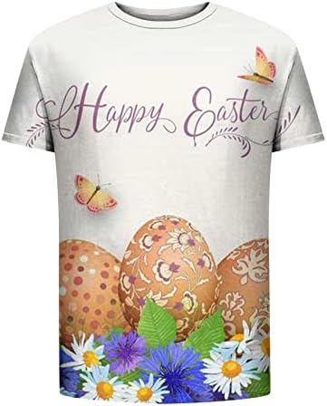 Mutlu Paskalya Tees Erkekler için Komik Yumurta Baskı T-Shirt Üst Gevşek Rahat Kısa Kollu Gömlek Rahat Hıristiyan Bluzlar