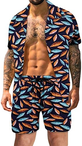 Erkek Takım elbise slim fit uzun kollu erkek gömlek Bahar Yaz Setleri Rahat Plaj Tropikal Casual Düğme Aşağı kısa kollu gömlek