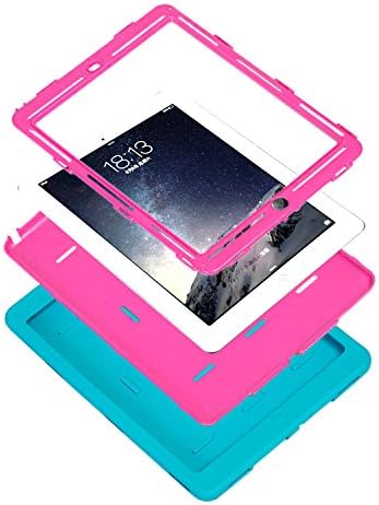 Apple İpad Mini için H&T 3 İn1 Hibrid Silikon Bling Kristal Kılıf 3/ 2/ 1 - Mavi + Pembe