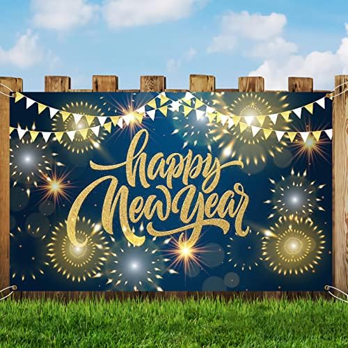 Meltelof Altın Işıltılı Yeni Yılınız Kutlu Olsun Zemin Havai Fişek Yeni Yıl Afiş 2023 Yeni Yıl Arifesi Parti Malzemeleri
