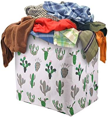 DOITOOL çamaşır sepetleri, 1 adet 100L Kaktüs Desen çamaşır torbası Katlanabilir Kirli giysi saklama Konteyner Büyük Ev çamaşır