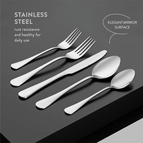 20 Parçalı Paslanmaz Çelik Gümüş Set - Çekici Ayna Bitmiş Sofra Takımı Seti-4 kişilik Servis, Ev/Restoran için Klasik çatal