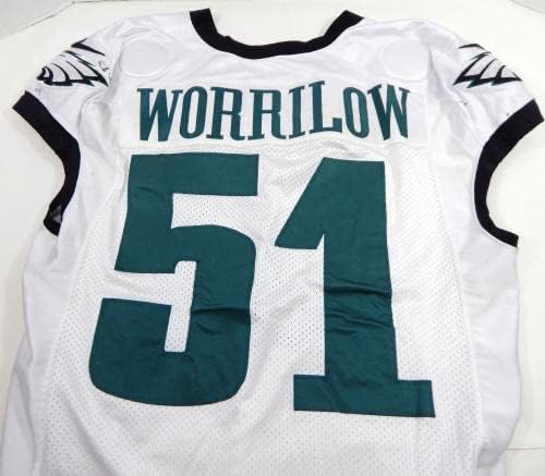Philadelphia Eagles Paul Worrilow 51 Oyun Kullanılmış Beyaz Antrenman Forması 50 35-İmzasız NFL Oyun Kullanılmış Formalar