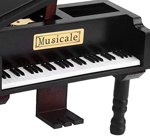 MooBreeze Ahşap Kuyruklu Piyano Şekilli Müzik Kutusu Dışkı, Rüzgar Mekanizması, Oyun