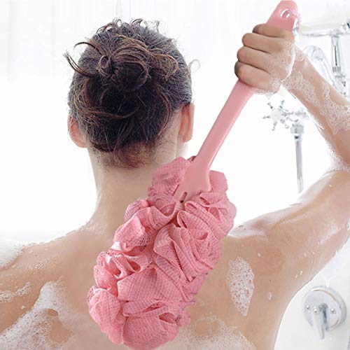 4 Paket Çoklu Banyo Vücut Fırçası, Uzun Saplı Yumuşak Naylon Örgü Sırt Temizleyici Islak, Peeling için Duş Fırçası Luffa