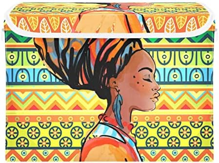 ınnewgogo Afrikalı Kadın eşya kutuları Düzenlemek için Kapaklı Katlanabilir Depolama Küp Kutusu Kolları ile Oxford kıyafet