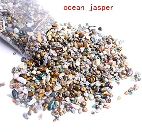 HEEQİNG AE216 100g/200g / 500g Doğal Okyanus Jasper Çakıl Kristal Parlatma Cips Macadam &Çakıl Taş DIY Ev Balık Tankı Dekorasyon