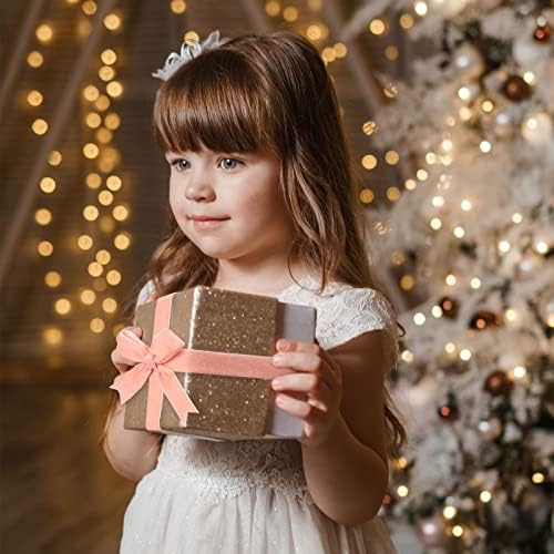 Chuangdi Noel Vintage kadife kurdele Tek Yüz Makara Saten kadife kurdele Noel Çelenk için (Gül Altın, 1 İnç, 30 Yard)