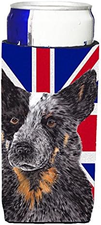 Caroline's Treasures SC9853MUK İngiliz Union Jack İngiliz Bayrağı ile Avustralya Sığır Köpeği İnce kutular için Ultra Hugger,