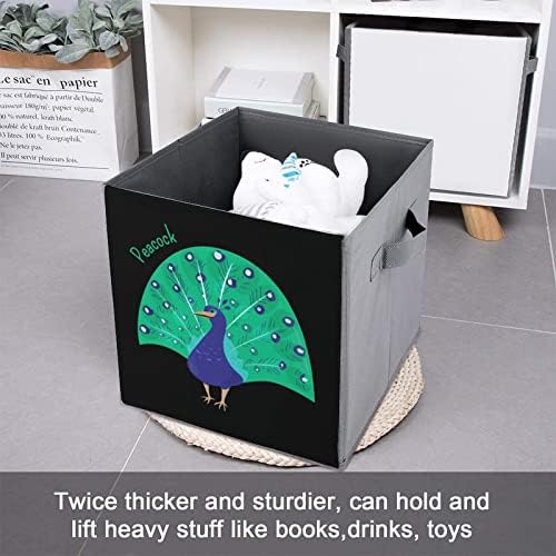 Karikatür Tavuskuşu Katlanabilir eşya kutuları Küpleri Organizatör Moda Kumaş saklama kutuları Ekler Küp Çekmeceli 11 İnç