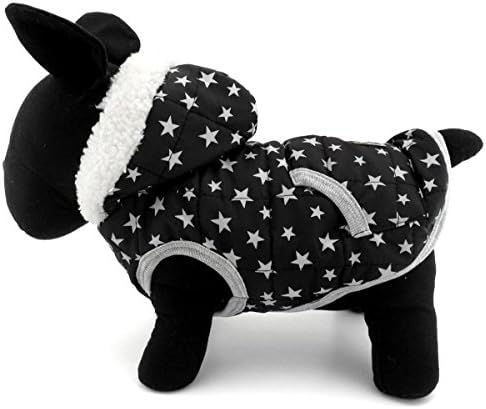 SMALLLEE_Lucky_Store Evcil Hayvan Giysileri Küçük Köpek Kedi Polar Astarlı Kış Yelek Ceket Ceket Kapşonlu Kostüm Giyim Siyah