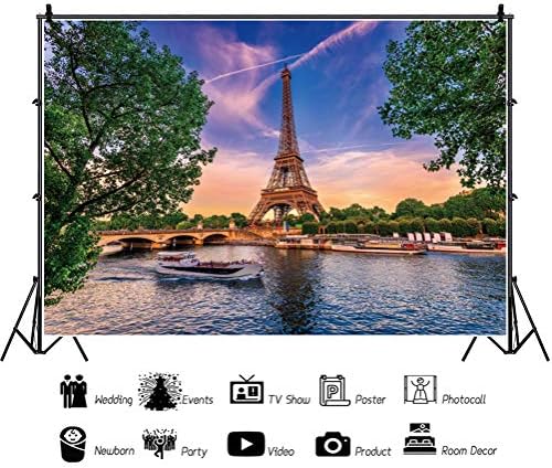 DORCEV 15x10ft Eyfel Kulesi Zemin Paris Cityscape Seine Sunshine Köprü Göl Açık Tatil Tema Fotoğraf Arka Plan Balayı Seyahat