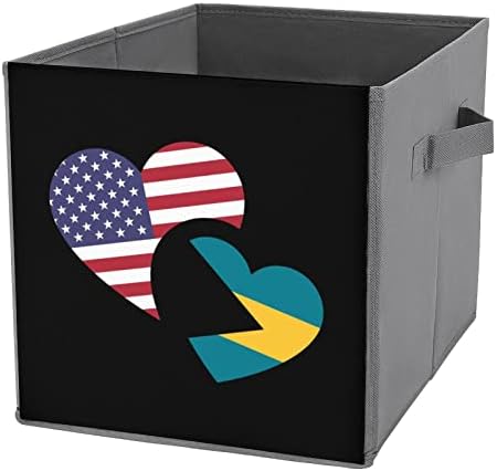 Bahamalar ABD Bayrağı Depolama Küpleri Kolları ile Katlanabilir Kumaş Kutuları Organize Sepetleri Raflar Dolap