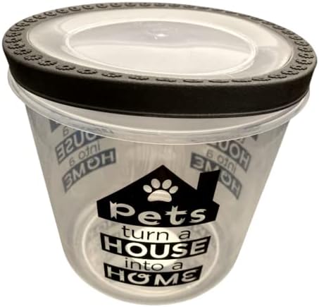 Kapaklı W2 Plastik Evcil Hayvan Maması Saklama Kapları-Pembe Mutluluk Sizsiniz, Siyah Evcil Hayvanlar Bir Evi Eve Dönüştürür-Köpek