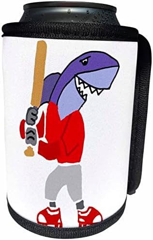 3dRose Komik sevimli köpekbalığı vurucu Beyzbol Spor oynarken. - Şişe Sargısını Soğutabilir (cc-362942-1)
