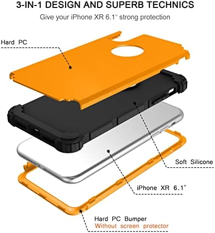 BENTOBEN iPhone XR Durumda, iPhone XR Telefon Kılıfı, 3 in 1 Ağır Sağlam Hibrit Darbeye Sert PC Yumuşak Silikon Tampon Koruyucu