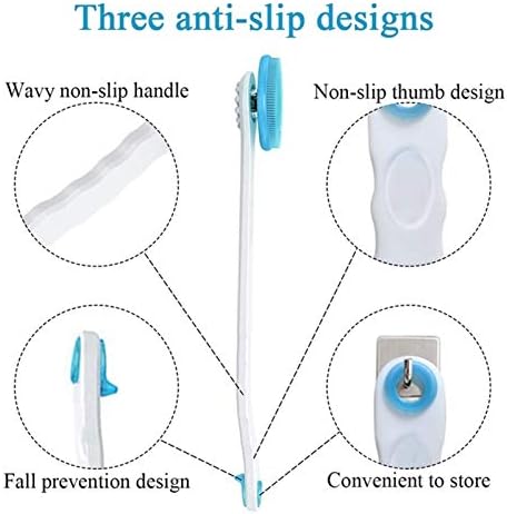 WUCHENG Silikon Banyo vücut fırçası, Geri Scrubber Uzun Saplı ve 360 Derece Döndür Yumuşak Peeling Fırçası Kafa Duş vücut