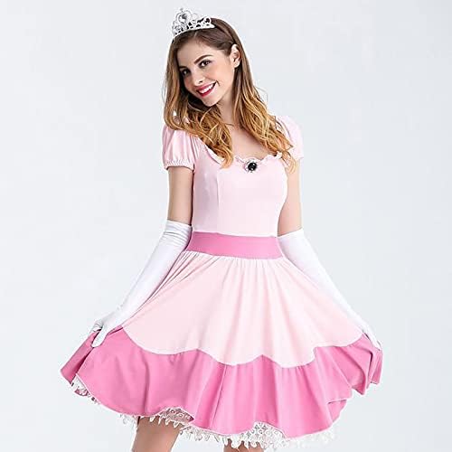 3 Parça Kadın A-Line Midi Elbise Kısa Kollu Kostüm Cadılar Bayramı Prenses Lolita Elbiseler Cosplay Parti Klasik Kıyafetler