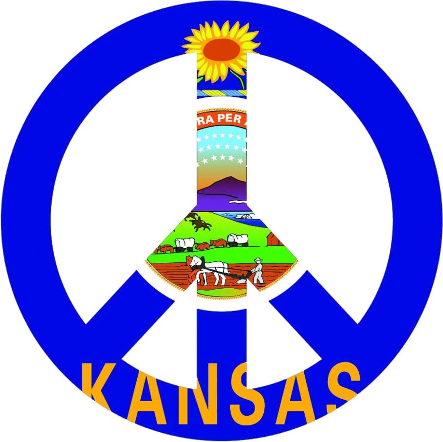 Kansas Bayrağı Barış Sembolü Etiket Kendinden yapışkanlı Vinil KS İşareti savaş yok-C3561 - 6 inç veya 15 Santimetre Çıkartma