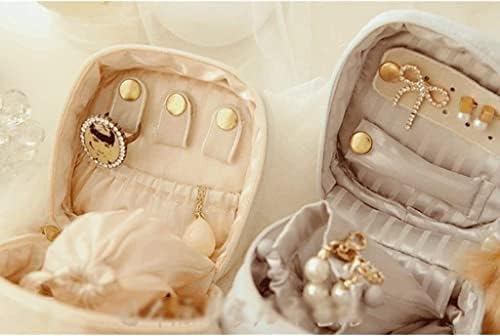 Mücevher Kutusu Mücevher Kutuları Seyahat Çilek Nakış Takı saklama çantası Küçük Kumaş Taşınabilir Takı Rulo Fermuarlı Cebi
