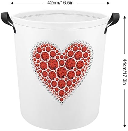 Elmas kırmızı kalp büyük çamaşır sepeti sepet çanta yıkama üniversite yurt için kolları ile taşınabilir