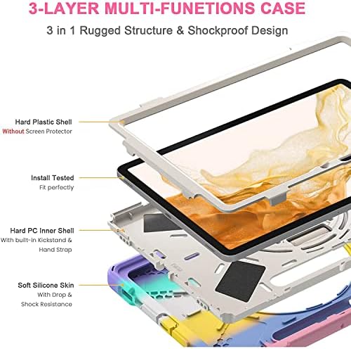 Gerutek Galaxy Tab S8 / S7 11 Kılıf 2022/2020, 3 Katmanlı Darbeye Dayanıklı Yapı Dönebilen Kickstandlı Samsung Galaxy Tab