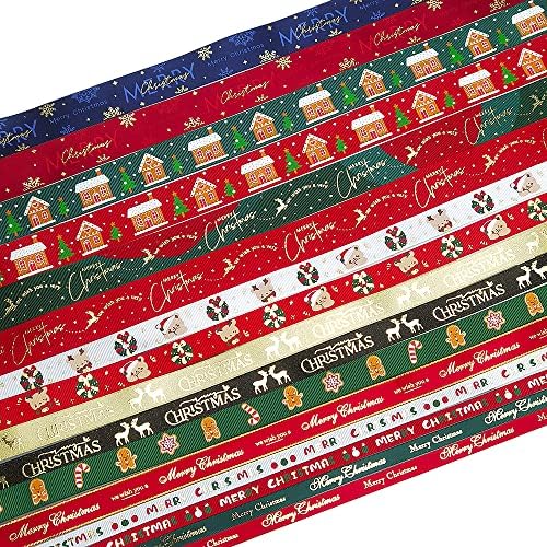 Chenkou Zanaat 16 metre Mix Boyutları ve Desenleri Merry Christmas Polyester Grogren Kurdele Aplikler Zanaat Santa Şeritler