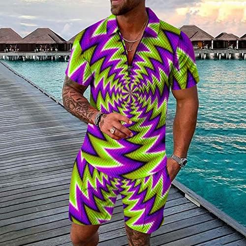 Erkek 2 Parça Kıyafetler Eşofman Yaz Rahat POLO GÖMLEK Seti Moda Kısa Kollu ve Şort Komik Egzersiz Eşofman Takım Elbise