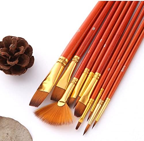 FLOYINM 10 Naylon Saç Boyalı Su Renk Kalem Kısa Çubuk Yağ Akrilik Boya Fırçası Profesyonel Sanat Çizim Aracı Malzemeleri