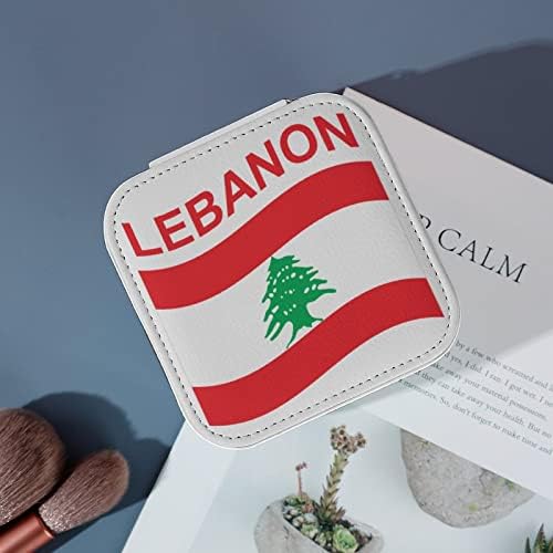 Lübnan bayrağı Mücevher Kutusu Organizatör Ekran saklama kutusu Tutucu Hediye Kadınlar Kızlar için Küpe Kolye Yüzük Seyahat