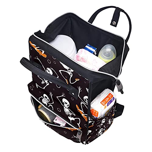 Büyük Bebek Bezi çantası Sırt Çantası, Cadılar Bayramı İskeletler Nappy Çanta Seyahat Sırt Çantası Anne ve Baba için
