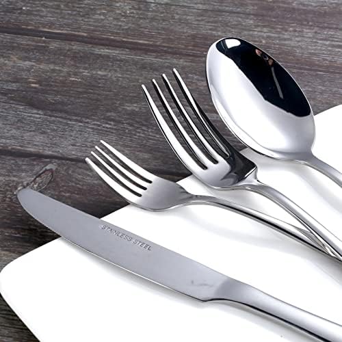 Gümüş Set 20 Adet, 4 kişilik Paslanmaz Çelik Sofra Takımı Seti, Ev Mutfağı Restoran Otel Düğünü için Çatal Kaşık Bıçak Dahil