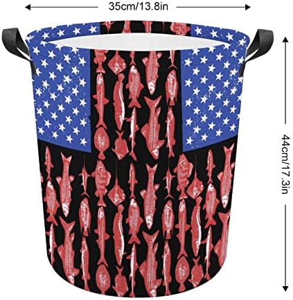 Amerikan Bayrağı Balıkçılık çamaşır sepeti Sepet Çanta Çamaşır Kutusu saklama çantası Katlanabilir Uzun Kolları ile