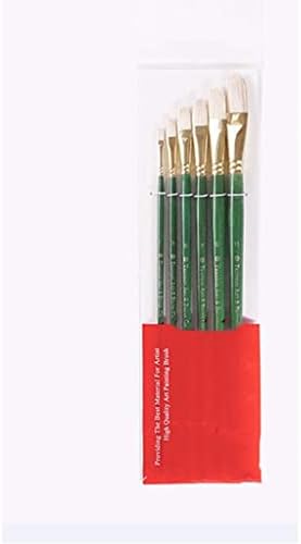 DLOETT 6 adet Yeşil Uzun Kutup Kolu Sanat Boya Fırçası Fırça Seti Oval Şekil El Yapımı Kalem Yağ Fırçası Akrilik Boya Sanat