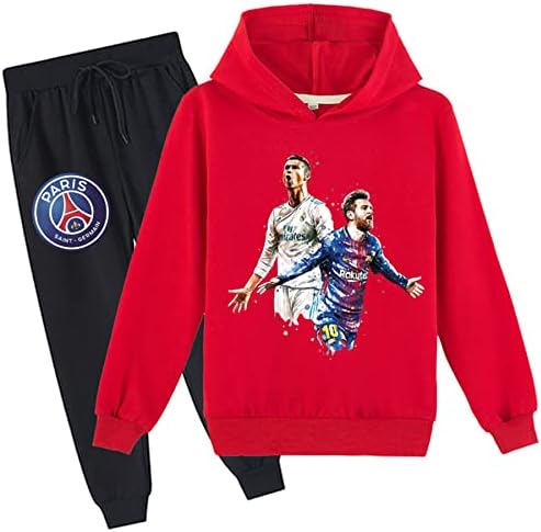 Zapion Çocuklar Cristiano Ronaldo Kazak Hoodies Lionel Messi Tişörtü ve Sweatpants Setleri Rahat Eşofman Erkek Kız için